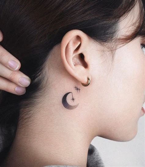 moon tattoos behind the ear